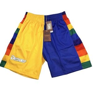 NWT Mens Mitchell & Ness Royal Gold Denver Nuggets Hardwood Classics 1991 Shorts